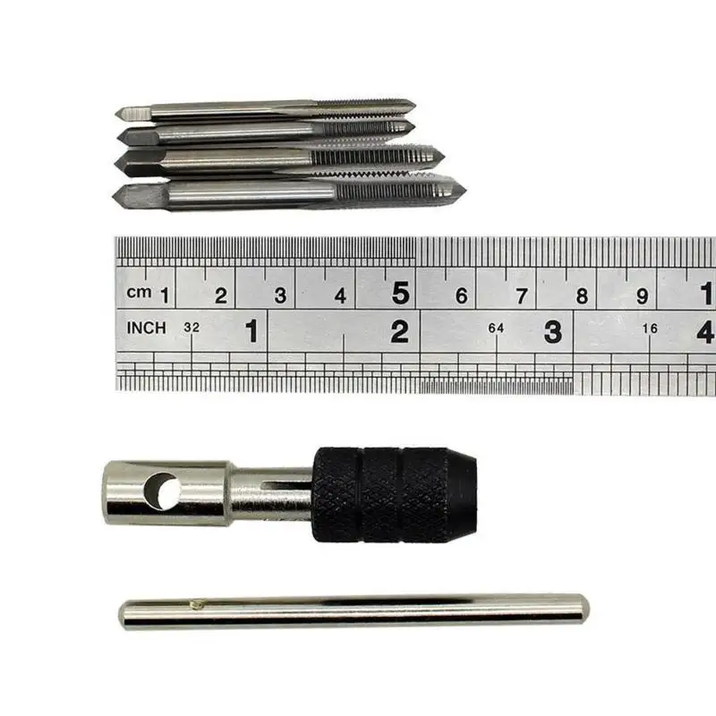 5pcs/Set T Type Machine Hand Screw Thread Taps + Drift Holder Reamer M3/M4/M5/M6 Taps Set With Twist Drill Bits And Wrench Tools
5pcs/Set T Type Machine Hand Screw Thread Taps + Drift Holder Reamer M3/M4/M5/M6 Taps Set With Twist Drill Bits And Wrench Tools