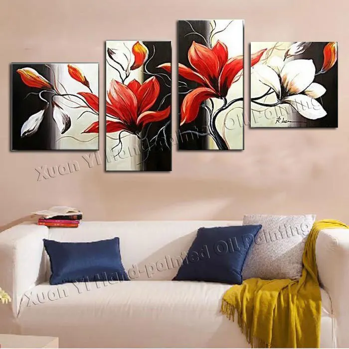 4 Panel Modern Hand Painted Red Flower Painting Cuadros Wall Paintings Flowers Home Decor Art For Living Room No Frame XY132
4 Panel Modern Hand Painted Red Flower Painting Cuadros Wall Paintings Flowers Home Decor Art For Living Room No Frame XY132