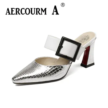 Aercourm A Women Genuine Leather Summer Slippers High Heel Silver Sandals Summer Shoes Lady Mixed Colors Metal Pointed Slippers
Aercourm A Women Genuine Leather Summer Slippers High Heel Silver Sandals Summer Shoes Lady Mixed Colors Metal Pointed Slippers