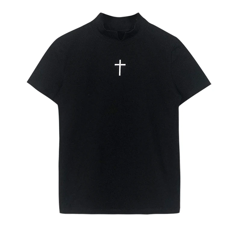 Summer T-shirt Women Cross Pattern Short-sleeved Pastel Gothic Hip-hop Streetwear Tumblr Top Tees for Gothic Girl Black White
Summer T-shirt Women Cross Pattern Short-sleeved Pastel Gothic Hip-hop Streetwear Tumblr Top Tees for Gothic Girl Black White
