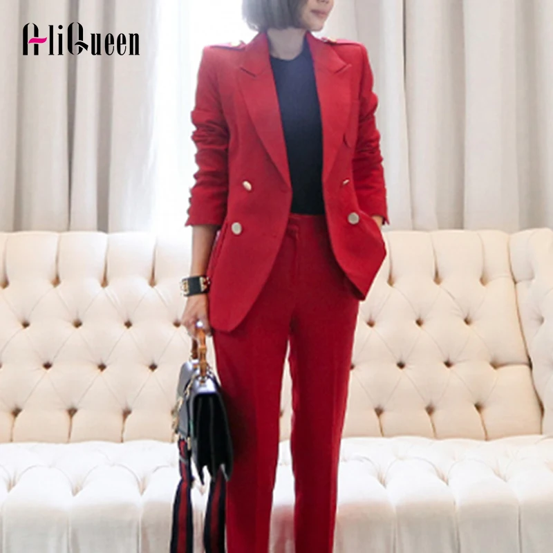 AliQueen 2 Pieces Set Women's Suit Autumn Red Elegant Fashion Double Button OL Notched Bussines Office Lady Blazer Pants Suits
AliQueen 2 Pieces Set Women's Suit Autumn Red Elegant Fashion Double Button OL Notched Bussines Office Lady Blazer Pants Suits