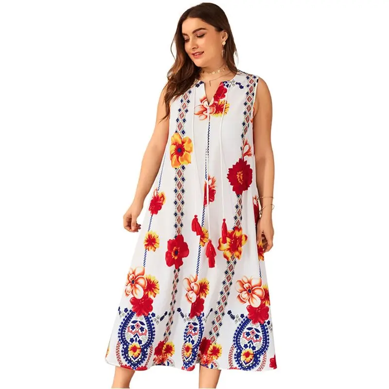 Plus Size Women BOHO V Neck Sleeveless Side Pocket Floral Print Cotton Midi Dress
Plus Size Women BOHO V Neck Sleeveless Side Pocket Floral Print Cotton Midi Dress
