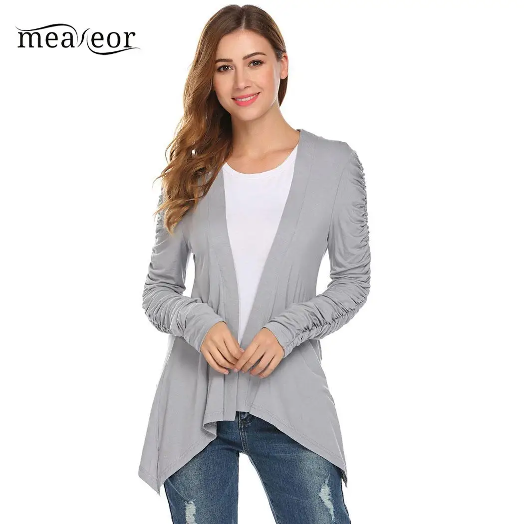 Meaneor Asymmetrical Women Cardigans Short Ruched Casual Long Sleeve Autumn Cardigan Overcoats Solid Women Knitted Sweater Coats
Meaneor Asymmetrical Women Cardigans Short Ruched Casual Long Sleeve Autumn Cardigan Overcoats Solid Women Knitted Sweater Coats