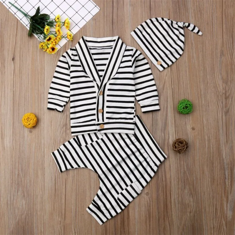 Fashion Casual Toddler Baby Boy Girl Striped Long Sleeve Top And Trousers And Hat Kit Kid Three-piece Outfit Set 1-3Y
Fashion Casual Toddler Baby Boy Girl Striped Long Sleeve Top And Trousers And Hat Kit Kid Three-piece Outfit Set 1-3Y
