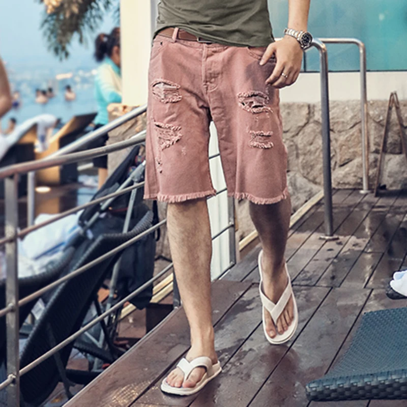 Dark Pink Burrs Men's Fashion Ripped Holes Button Casual Jeans Men Summer Slim Brand Design Denim Jeans Shorts New Arrival K877
Dark Pink Burrs Men's Fashion Ripped Holes Button Casual Jeans Men Summer Slim Brand Design Denim Jeans Shorts New Arrival K877