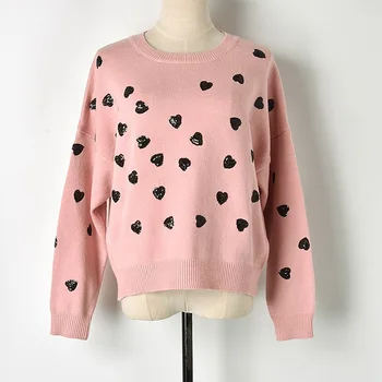 Drop Shoulder Oversized Knitted Pullover 2018 New Winter Warm Sweater Women Heart Sequins Embroidery Casual Sweet Jumper
Drop Shoulder Oversized Knitted Pullover 2018 New Winter Warm Sweater Women Heart Sequins Embroidery Casual Sweet Jumper