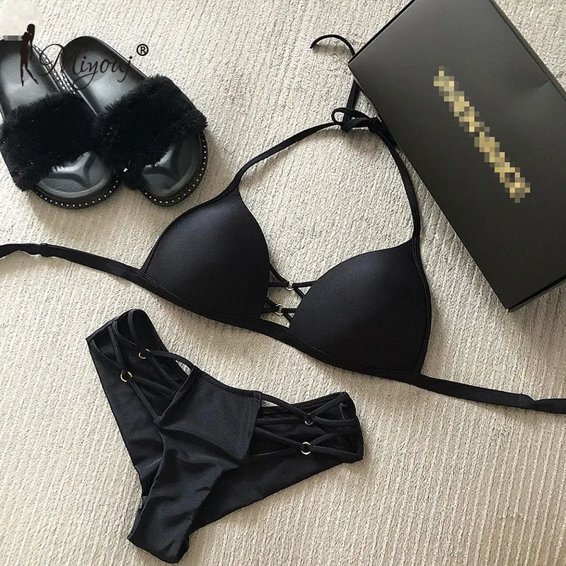 Miyouj Sexy Hollow Out Bikini Push Up String Swimsuit Women Solid Swimwear Female 2019 Black Bathing Suit Biquini Halter Bikinis
Miyouj Sexy Hollow Out Bikini Push Up String Swimsuit Women Solid Swimwear Female 2019 Black Bathing Suit Biquini Halter Bikinis