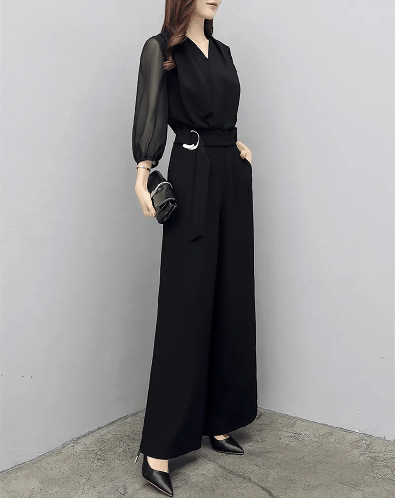 2019 Summer Women V-Neck Chiffon Jumpsuits Casual Elegant Ladies Black Party Wide Leg Jumpsuits
2019 Summer Women V-Neck Chiffon Jumpsuits Casual Elegant Ladies Black Party Wide Leg Jumpsuits