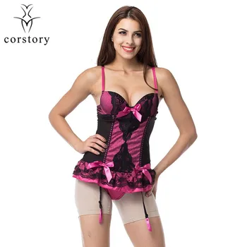 Pink Satin Bow & Black Floral Lace Mesh Sling Bustier Sexy Women Push Up Lingerie Corset Tops Wear Out Steampunk Gothic Clothing
Pink Satin Bow & Black Floral Lace Mesh Sling Bustier Sexy Women Push Up Lingerie Corset Tops Wear Out Steampunk Gothic Clothing