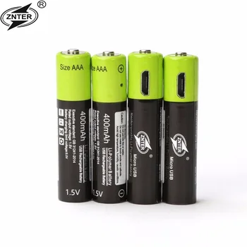 ZNTER 1.5V 400MAH Mirco USB Rechargeable Battery AAA Battery For Toys RC controller batteries Lithium Battery Drop shipping
ZNTER 1.5V 400MAH Mirco USB Rechargeable Battery AAA Battery For Toys RC controller batteries Lithium Battery Drop shipping