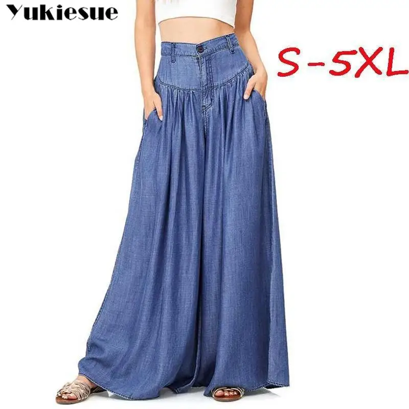 streetwear summer 2019 boho womens pants female high waist denim pleated wide leg pants for women trousers woman Plus size 5XL
streetwear summer 2019 boho womens pants female high waist denim pleated wide leg pants for women trousers woman Plus size 5XL