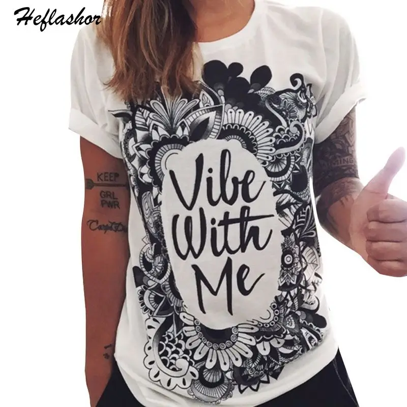 Heflashor Summer Women T-Shirt Letter Print Tops Casual Loose Short Sleeve Tops Tee Female Tee Shirt Camisetas Mujer
Heflashor Summer Women T-Shirt Letter Print Tops Casual Loose Short Sleeve Tops Tee Female Tee Shirt Camisetas Mujer