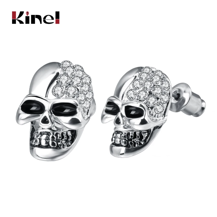 Kinel Wholesale Punk Skull Stud Earrings For Men And Women Vintage Jewelry Black Enamel Crystal Skeleton Earring Christmas Gift
Kinel Wholesale Punk Skull Stud Earrings For Men And Women Vintage Jewelry Black Enamel Crystal Skeleton Earring Christmas Gift