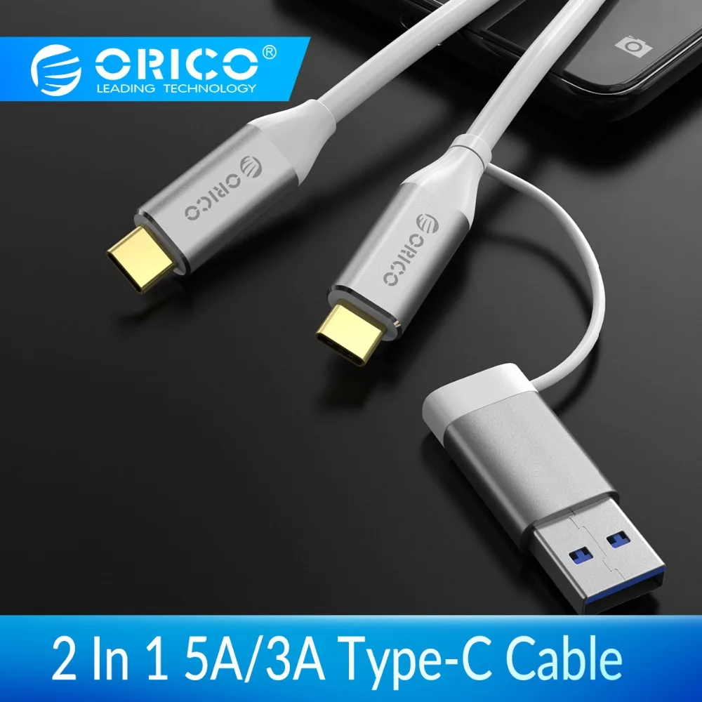 ORICO 5A 3A USB Cable Type C to Type C Micro USB Fast Charging 2 in 1 Transmission 10Gpbs Cables For Laptop Huawei P10 Xiaomi
ORICO 5A 3A USB Cable Type C to Type C Micro USB Fast Charging 2 in 1 Transmission 10Gpbs Cables For Laptop Huawei P10 Xiaomi