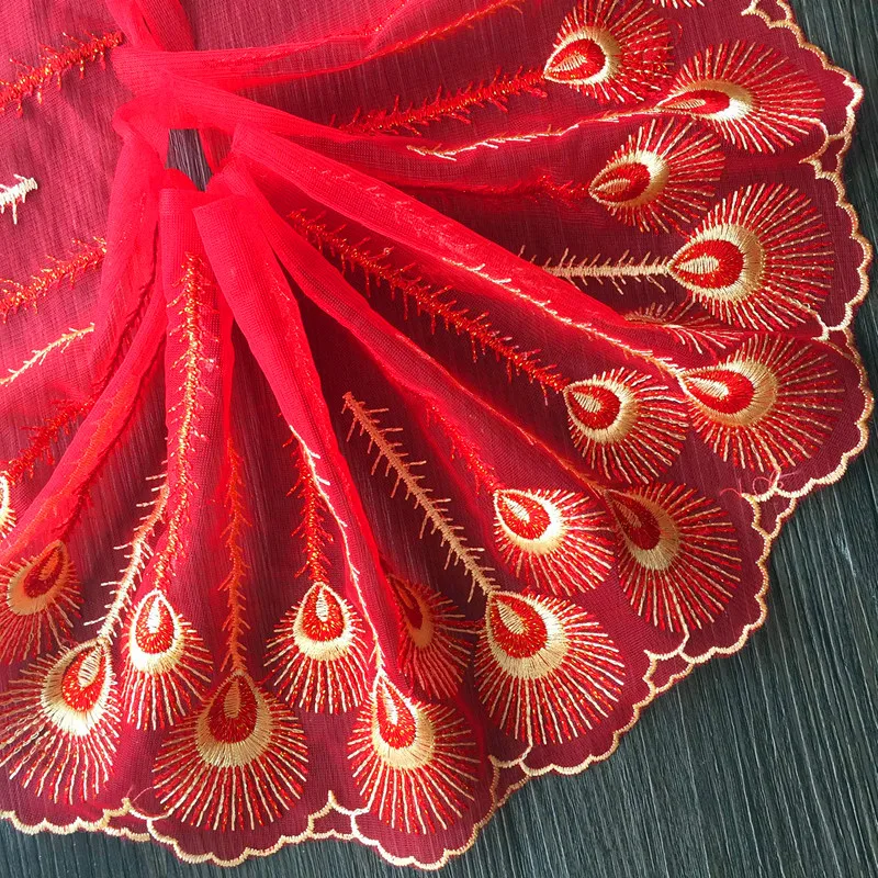 5Yds Red Peacock Tail Embroidered Lace Trim Mesh Lace Fabric High Quality French Corded Bridal Lace Trimming For Sewing Material
5Yds Red Peacock Tail Embroidered Lace Trim Mesh Lace Fabric High Quality French Corded Bridal Lace Trimming For Sewing Material