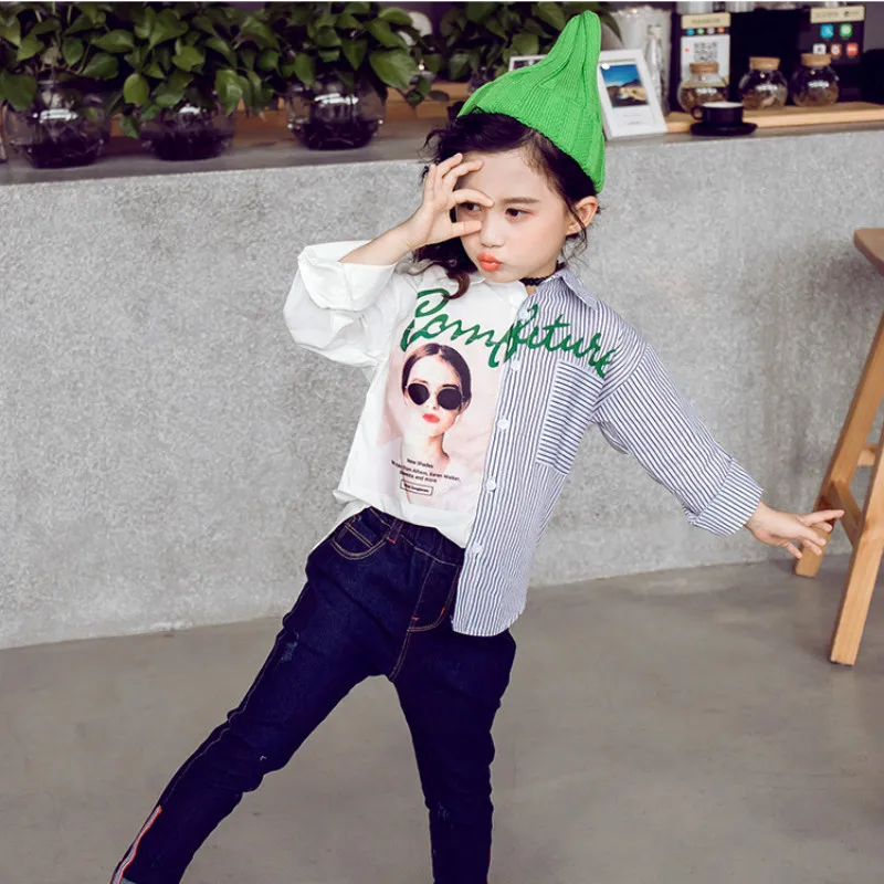 Puckcovi Girls blouse Cotton Stirpe shirts for girl Blusas nina Fashion Patchwork Embroidery all-match blouse Kids clothes 3-13y
Puckcovi Girls blouse Cotton Stirpe shirts for girl Blusas nina Fashion Patchwork Embroidery all-match blouse Kids clothes 3-13y