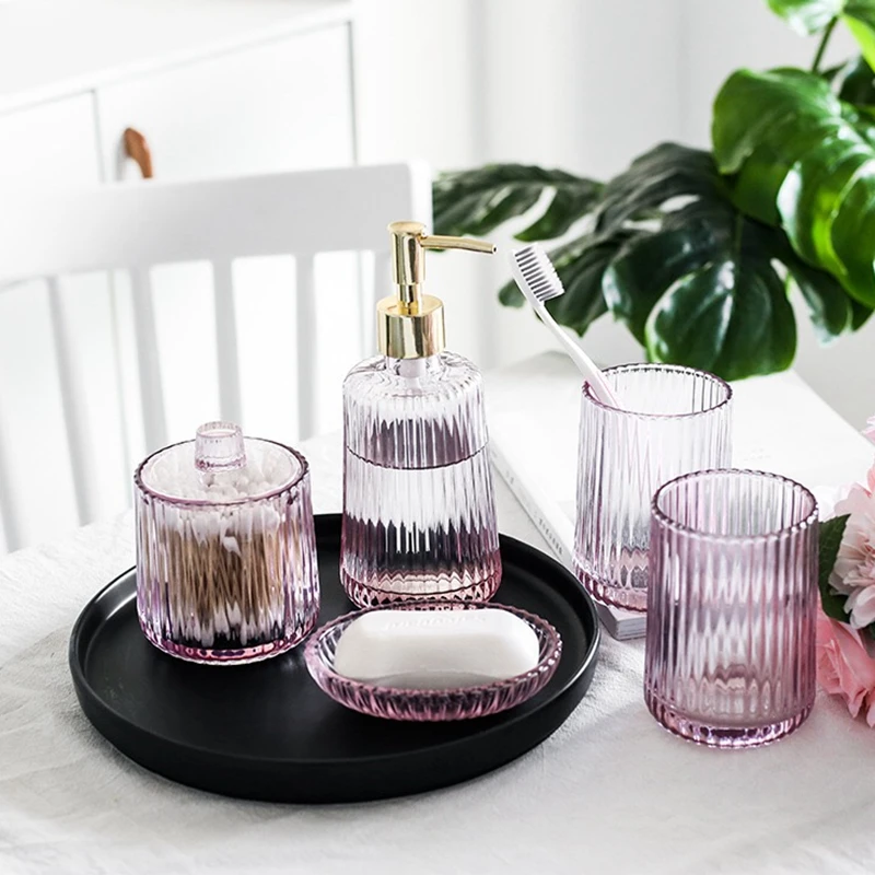 Ins Transparant pink glass bathroom set fashion household wash cup bathroom supplies kit toothbrush holder set
Ins Transparant pink glass bathroom set fashion household wash cup bathroom supplies kit toothbrush holder set