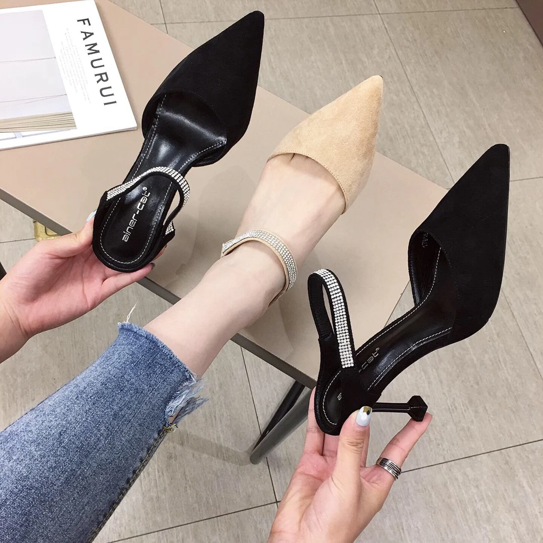 Shoes Woman Thin High Heels 7CM New 2019 Summer Flock Crystal Pointed Toe Solid Outdoor Flip Flops Slip on Casual Mules Slippers
Shoes Woman Thin High Heels 7CM New 2019 Summer Flock Crystal Pointed Toe Solid Outdoor Flip Flops Slip on Casual Mules Slippers
