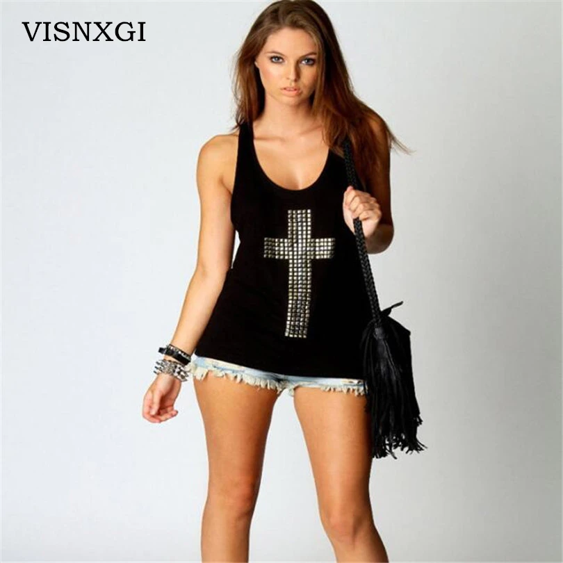 New 2019 Fashion T-shirt Sexy Fashion Hot Drill Diamond Cross Racerback Round Neck Slim Woman White Tank Top 2018 Summer Casual
New 2019 Fashion T-shirt Sexy Fashion Hot Drill Diamond Cross Racerback Round Neck Slim Woman White Tank Top 2018 Summer Casual