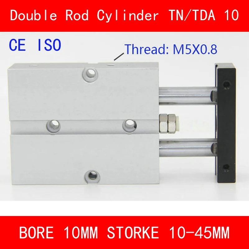 

CE ISO TN10 TDA Twin Spindle Air Cylinder Bore 10mm Stroke 10-45mm Dual Action Air Pneumatic Cylinders Double Action Parts