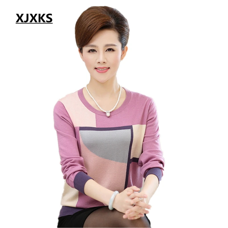 XJXKS New 2019 Spring and Autumn mother clothing casual jumper long sleeve shirt loose round neck knitted sweater women pullover
XJXKS New 2019 Spring and Autumn mother clothing casual jumper long sleeve shirt loose round neck knitted sweater women pullover