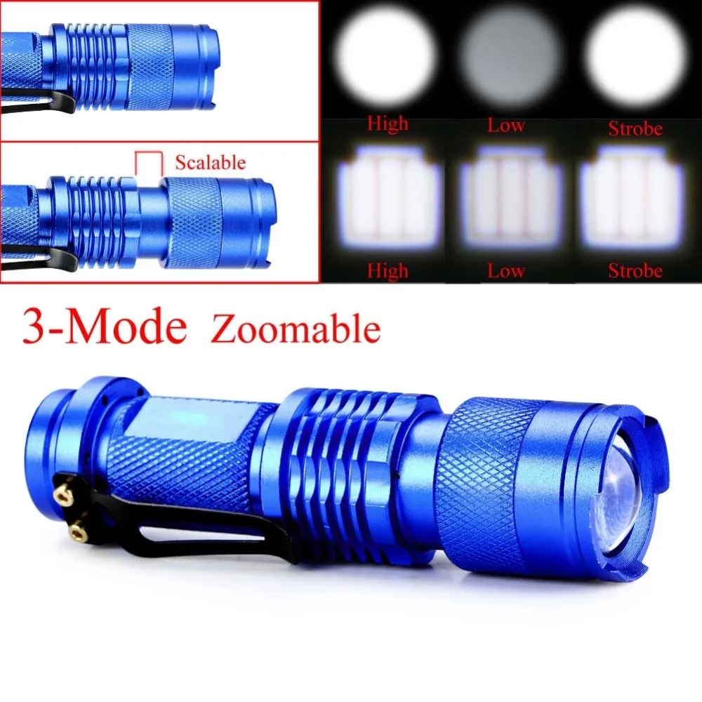 

LED Mini Flashlight 2000 Lumens Q5 Torch Zoomable Tactical Camping Hunting Flash Light Lantern 14500 AA Lamp 3 Modes
