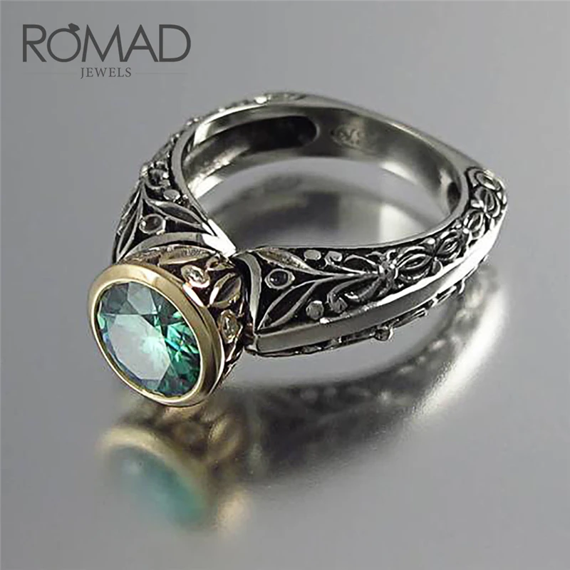 ROMAD Green Stone Crystal Ring Man Retro Cut Carving Flower Pattern Sculpture Stainless Steel Ring Trendy Vintage R3
ROMAD Green Stone Crystal Ring Man Retro Cut Carving Flower Pattern Sculpture Stainless Steel Ring Trendy Vintage R3