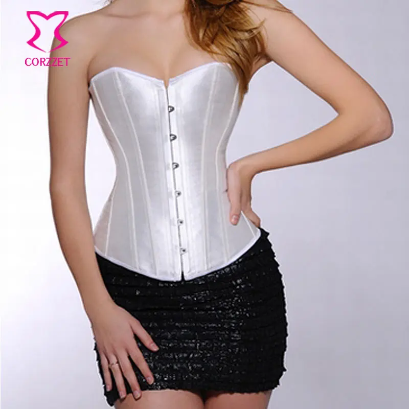 Satin Corpetes E Espartilhos Sexy Corselet Corset Overbust White Bustier Top Wedding Lingerie Corsets and Bustiers Gotico Korset
Satin Corpetes E Espartilhos Sexy Corselet Corset Overbust White Bustier Top Wedding Lingerie Corsets and Bustiers Gotico Korset
