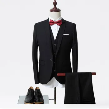 Fashion classic black lapel single-breasted men's tuxedo and men's wedding dress 3 pieces (jacket + vest + pants) custom made
Fashion classic black lapel single-breasted men's tuxedo and men's wedding dress 3 pieces (jacket + vest + pants) custom made