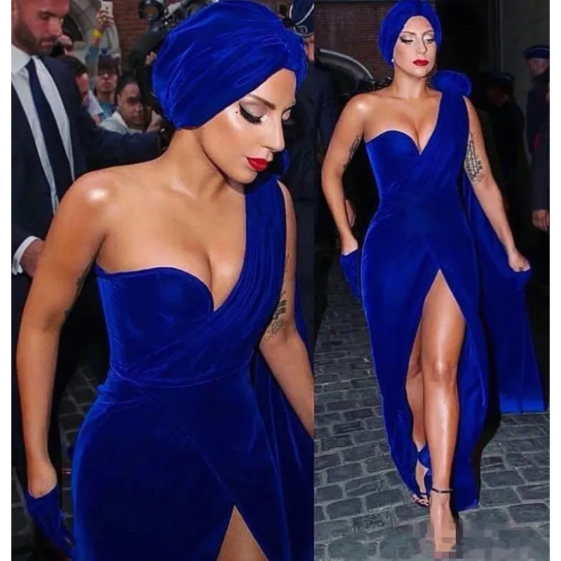 Lady Gaga Royal Blue Split Evening Dresses 2019 Sheath One Shoulder Velvet Long Red Carpet Gowns Celebrity Prom Dress
Lady Gaga Royal Blue Split Evening Dresses 2019 Sheath One Shoulder Velvet Long Red Carpet Gowns Celebrity Prom Dress