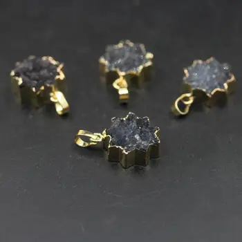 5pcs Quartz Crystal Natural Star Shape Drusy Stone Pendant,Titanium Golden Plating Black Agates Geode DIY Necklaces for Jewelry
5pcs Quartz Crystal Natural Star Shape Drusy Stone Pendant,Titanium Golden Plating Black Agates Geode DIY Necklaces for Jewelry