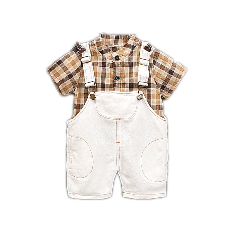 Summer Toddler Infant Clothing Baby Girls Boys Clothes Sets Standing collar Plaid Shirt Strap Shorts Kids Children Costume Suits
Summer Toddler Infant Clothing Baby Girls Boys Clothes Sets Standing collar Plaid Shirt Strap Shorts Kids Children Costume Suits