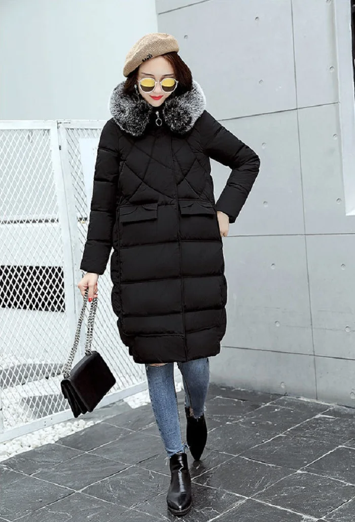 New Parkas real fur 2017 winter jacket women long down jacket Female Women Winter Coat fur collar+4 (1)