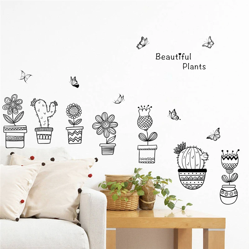 cartoon plants black wall stickers home decor living room accessories flower cactus wall decals diy mural art pvc wallpaper
cartoon plants black wall stickers home decor living room accessories flower cactus wall decals diy mural art pvc wallpaper
