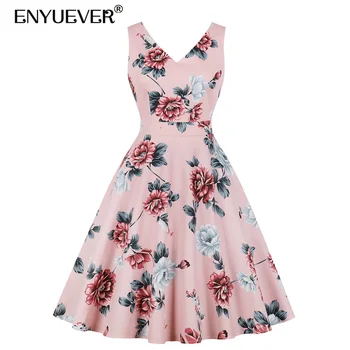 Enyuever Vestido Casual Dress Summer Women V Neck Sleeveless Swing Retro Floral Print Party Robe Vintage 50s Rockabilly Dresses
Enyuever Vestido Casual Dress Summer Women V Neck Sleeveless Swing Retro Floral Print Party Robe Vintage 50s Rockabilly Dresses