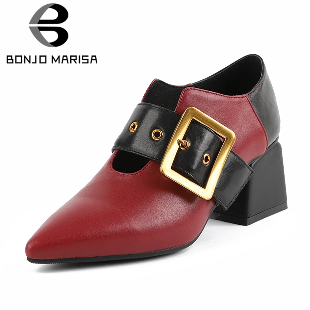 BONJOMARISA 2020 Spring New Overall Genuine Leather Mules Women Leather Lining Office Lady High Heels Shoes Woman Big Size 33-40
BONJOMARISA 2020 Spring New Overall Genuine Leather Mules Women Leather Lining Office Lady High Heels Shoes Woman Big Size 33-40