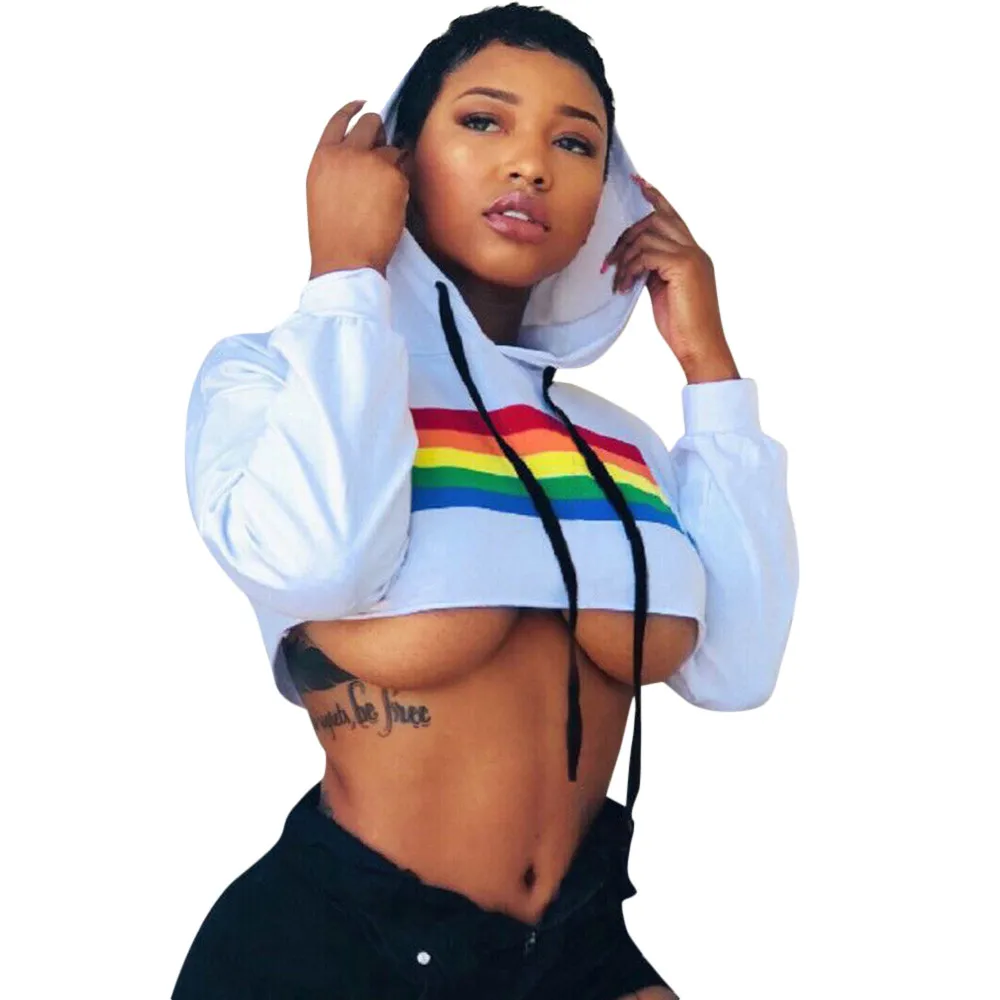 Crop Sweatshirt Harajuku Kawaii Hoodie Tops Rainbow Print Long Sleeve Streetwear Jumper Sexy Cropped Hoodies Hooded Moletom
Crop Sweatshirt Harajuku Kawaii Hoodie Tops Rainbow Print Long Sleeve Streetwear Jumper Sexy Cropped Hoodies Hooded Moletom