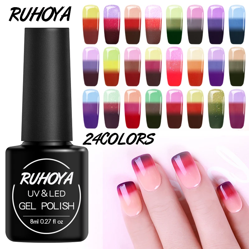 Фото УФ лак для ногтей Ruhoya 8 мл температурный меняющий цвет - купить