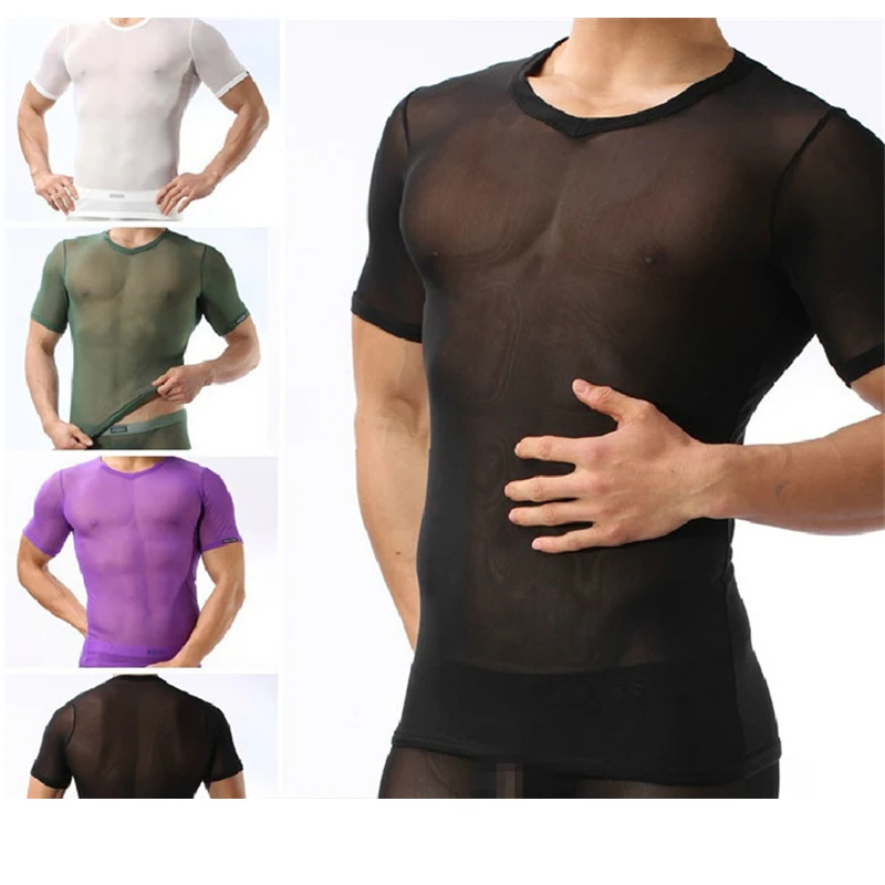 Mens Transparent Exotic Tops Sexy Gay Costume See Through Short Sleeve T Shirt Undershirt Slim Fitness Man Dance Stage Clothing
Mens Transparent Exotic Tops Sexy Gay Costume See Through Short Sleeve T Shirt Undershirt Slim Fitness Man Dance Stage Clothing