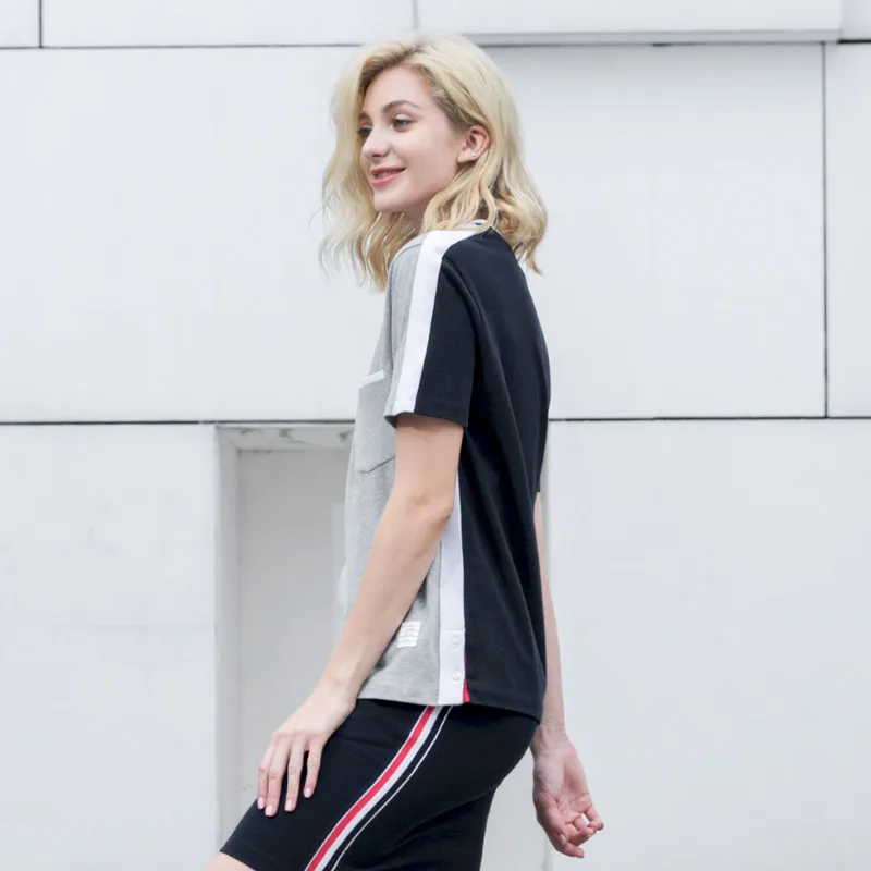 2019 Fashion TB THOM Brand T-Shirts Women Casual Cotton T-shirts Summer Short Sleeve Patchwork Panelled Personality Clothing
2019 Fashion TB THOM Brand T-Shirts Women Casual Cotton T-shirts Summer Short Sleeve Patchwork Panelled Personality Clothing