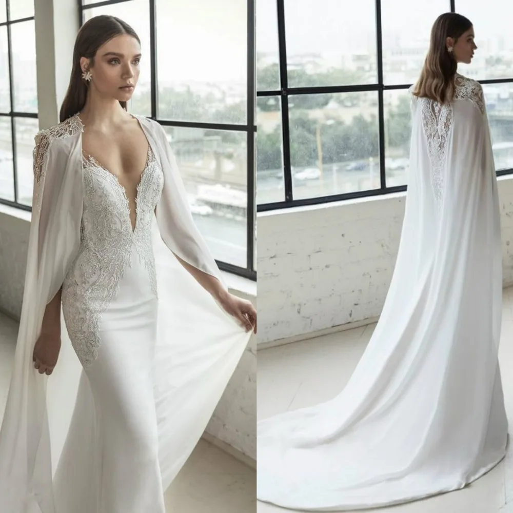 2019 New Bridal Wraps Custom Made Lace Applique Cathedral Chiffon Wedding Cape Shawls White and Ivory Bridal Jacket
2019 New Bridal Wraps Custom Made Lace Applique Cathedral Chiffon Wedding Cape Shawls White and Ivory Bridal Jacket