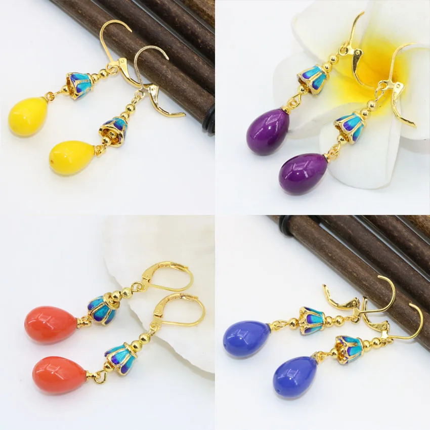 Original design long dangle earrings for women gold plated cloisonne multicolor teardrop baking paint glass drop earrings B2610
Original design long dangle earrings for women gold plated cloisonne multicolor teardrop baking paint glass drop earrings B2610