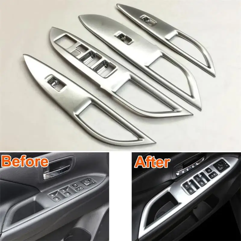 Abaiwai Abs Chrome LHD Car Styling Inner Door Armrest Window Lift Switch Button Cover Tim Frame For Mitsubishi Outlander 2016 | Автомобили