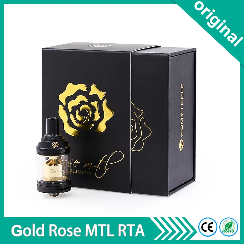Authentic Fumytech rose MTL RTA tank GOLD EDITION Rebuildable Atomizer 3.5ml 24mm POM Drip tip Vape E-cigarette Top refill
Authentic Fumytech rose MTL RTA tank GOLD EDITION Rebuildable Atomizer 3.5ml 24mm POM Drip tip Vape E-cigarette Top refill