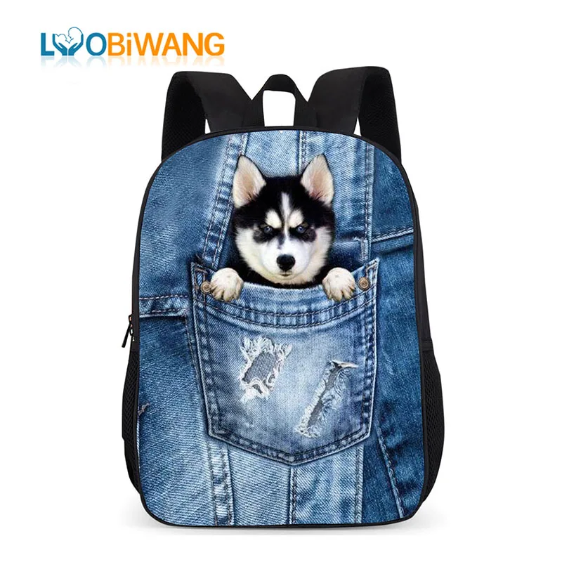 LUOBIWANG New Style 3D Animal Denim Huskies Teddy Printed Schoolbag for Boys and Girls Cat Dog Schoolbags Kids Bookbag
LUOBIWANG New Style 3D Animal Denim Huskies Teddy Printed Schoolbag for Boys and Girls Cat Dog Schoolbags Kids Bookbag
