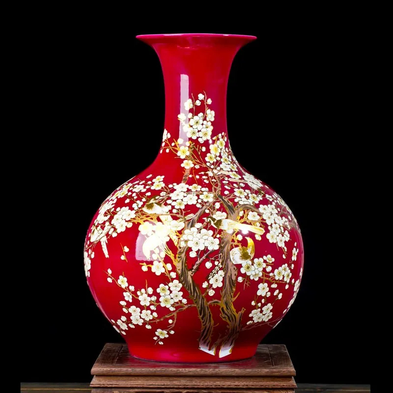 Details about   7.87" Antique China copper gilt carved Plum blossom Magpie Handmade Vase