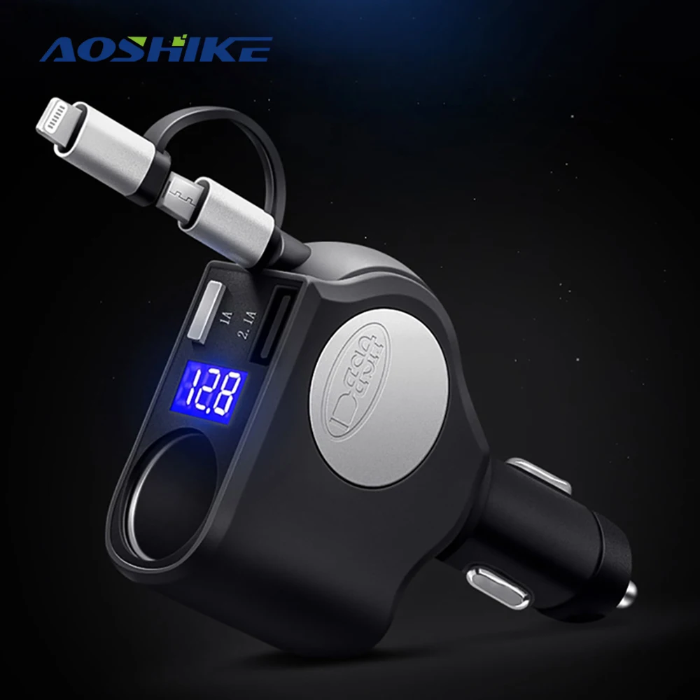 AOSHIKE Car Charger With Cigarette Lighter With Display Voltage Detection Telescopic Data Line Apple Android Multi-Function USB
AOSHIKE Car Charger With Cigarette Lighter With Display Voltage Detection Telescopic Data Line Apple Android Multi-Function USB