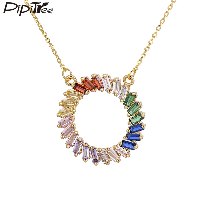 Pipitree Princess Cut Rainbow Cubic Zirconia Crystal Necklaces for Women Wedding 25MM Round Pendant Necklace Jewelry 2019 New
Pipitree Princess Cut Rainbow Cubic Zirconia Crystal Necklaces for Women Wedding 25MM Round Pendant Necklace Jewelry 2019 New