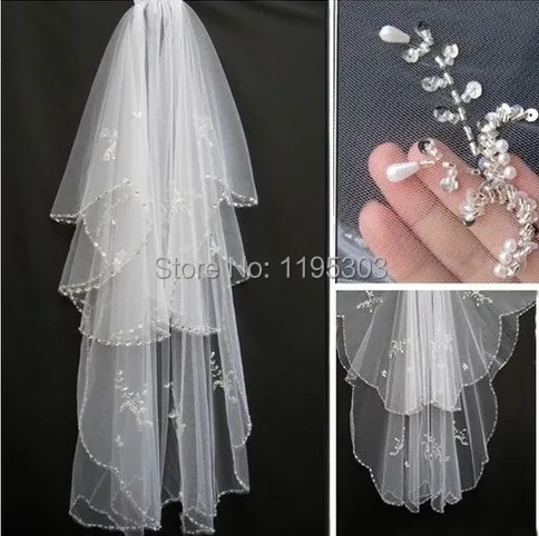 Hot Sell Sparkle 2 layers Beads Pearls White/Ivory Wedding Bridal Veil With Comb For Bridal Headwear Accessories
Hot Sell Sparkle 2 layers Beads Pearls White/Ivory Wedding Bridal Veil With Comb For Bridal Headwear Accessories