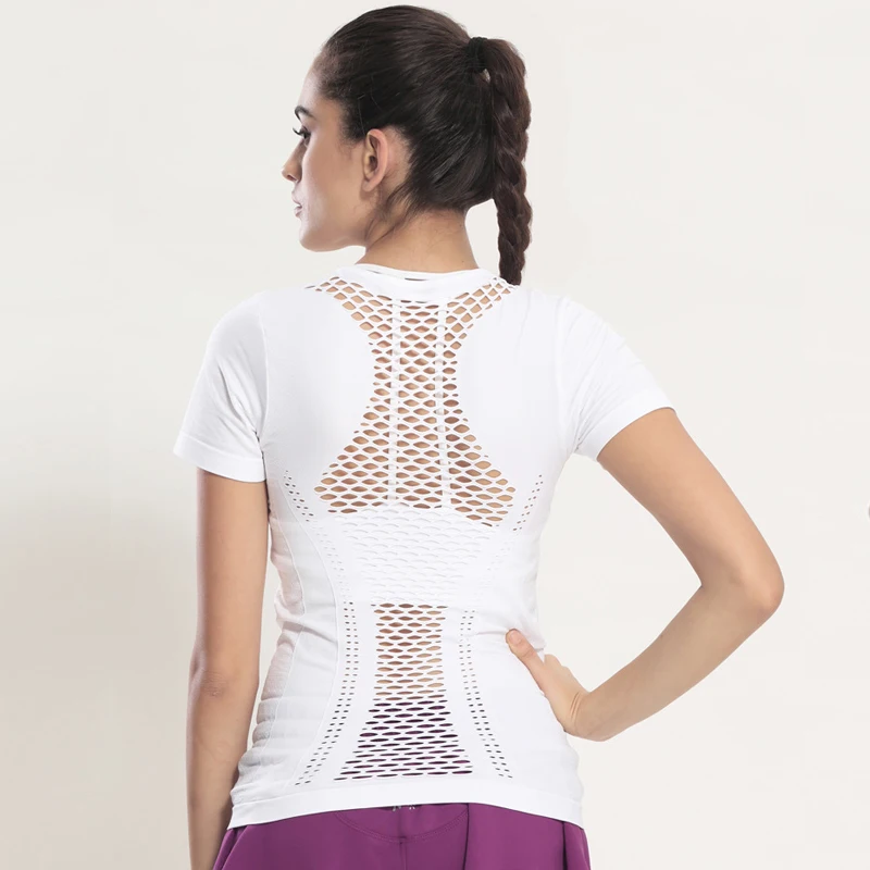 Women's shirt white sports top yoga shirts mesh sport blouses woman gym high elastic t-shirts for sport short sleeve jogging top
Women's shirt white sports top yoga shirts mesh sport blouses woman gym high elastic t-shirts for sport short sleeve jogging top